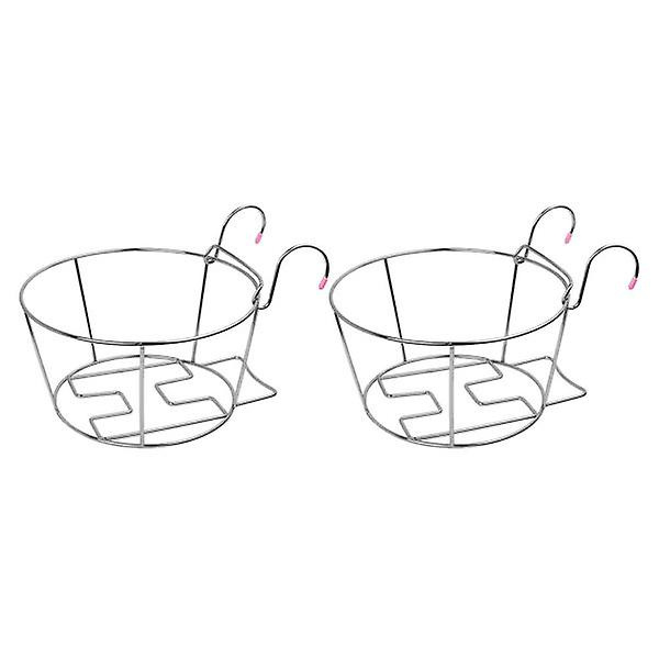 2 st utomhus växtställ däckräcke planteringsräcke planteringskrukor staket metall krukställ hängande Sh Silver 24X24CM