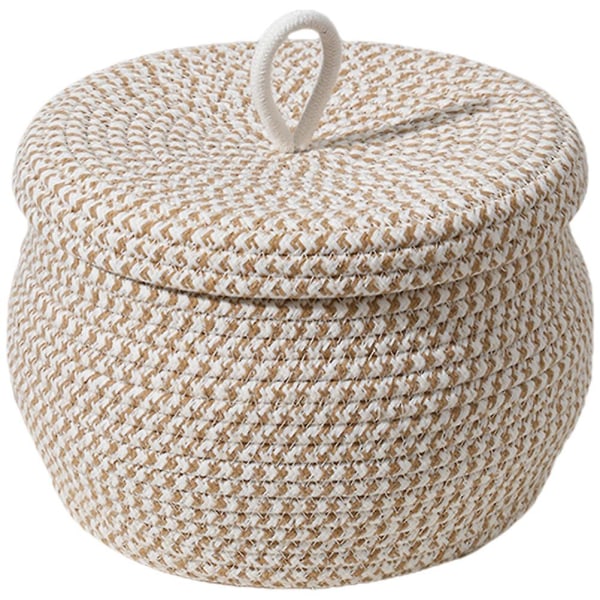 Rund korg med lock Dekorativ korg Organiseringskorg Bomullsrep Korg med lock 21X21X17CM 21X21X17CM