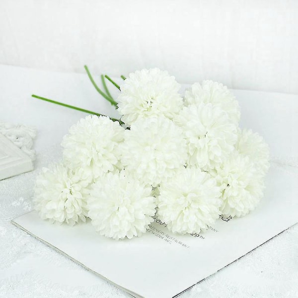 10 stk Løvetand Blomsterkugle Buket Kunstige Blomster Til Hjem Have Bryllup Dekoration Diy Håndværk Hvid White
