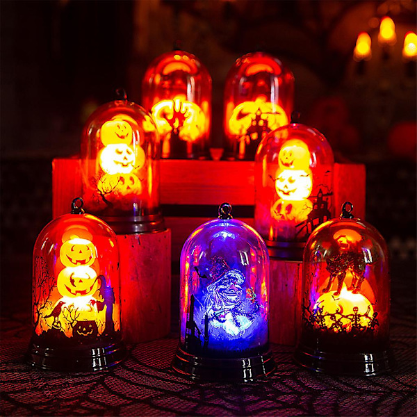Halloween Simulert Flamme LED Lys Glødende Jack-O-Lantern Lanterne Ornament Gave