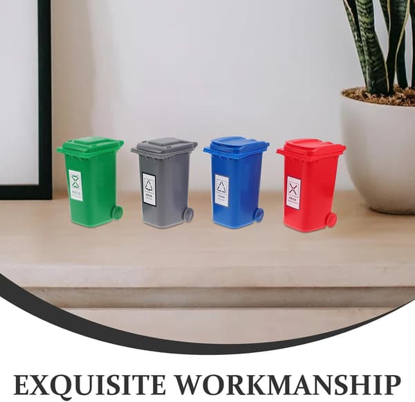 4-pack Mini Desktop Bins with Lids - Small Desk Organizer for Office