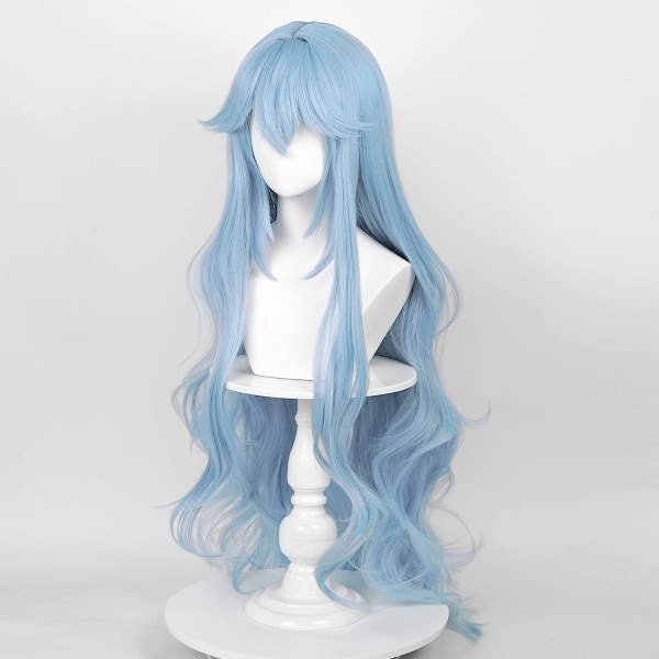 Isblå peruk för kostym Cosplay peruk + hårnål Anime långa kvinnor lockigt fluffigt Halloween hår peruk + cap