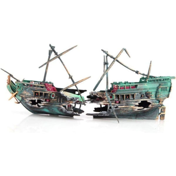Skipbrudd Akvarium Ornament Fiske Tank Dekor Piratskip Fiskebåt Skjulested Hule Akvarium Seilskip Landskap Dekor Luftpumpe Kanal Handling Dekor