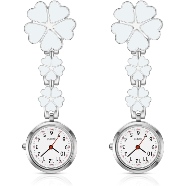2 delar Sjuksköterskor Watch Blomformad Fickur Watch kronblad Brosch Klockor Watch med kvarts Second Hand för kvinnor Tjej