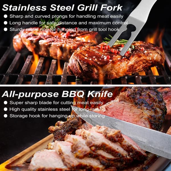 29 Pieces BBQ Grill Accessories Stainless Steel BBQ Tool Set with Storage Case Camping Grill Tool Set