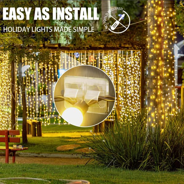 Outdoor Lighting Clips, 25 Robust Cable Clips with Waterproof Adhesive Strips for Hanging Christmas Lights