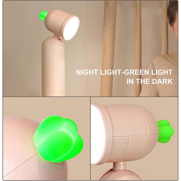 Bordlampe til børn Gulerod sengelampe Touch Control Genopladelig med natlys Børnehave LED lys til soveværelse, børn gaver, orangePink