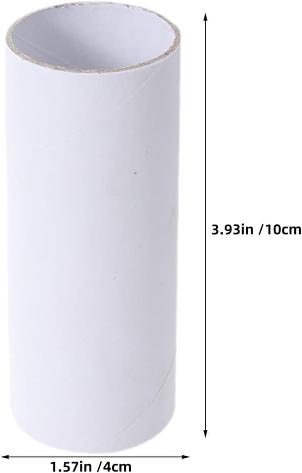 20 hvite papirrør for håndverk DIY-maling, hule pappesker 4 cm x 10 cm