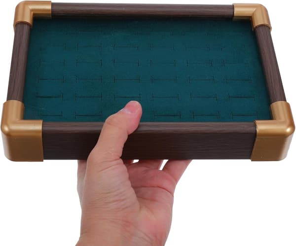 36-Grid Solid Wood Jewelry Tray with Green Frame - Ring and Earring Organizer
