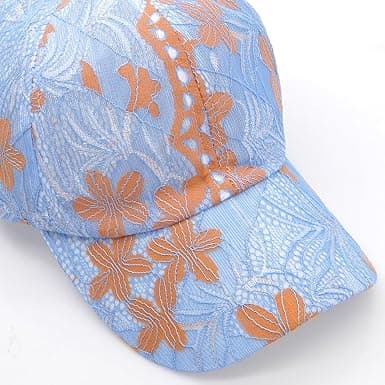 Dame Solhatt Klassisk Mesh Baseballcaps Blondebroderi Solbeskyttelseshatt Blå Blue