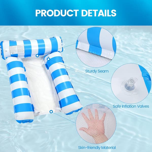 Inflatable Floating Hammock, 4-in-1 Inflatable Pool Float Recliner Float Hammock Water Hammock Pool Toys for Beach Party