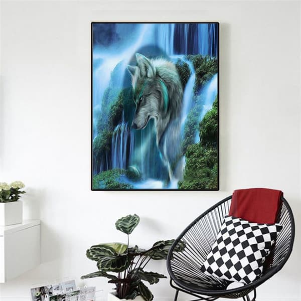 30 x 40 cm, Vargen Diamantmålning Broderi Diamantmålning