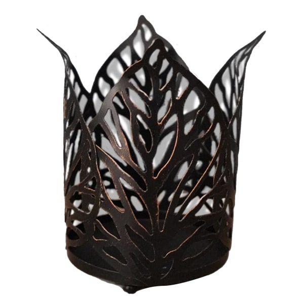 SvartHollow Leaf Ljusstake Metall Ljusstake Ornament Hem Semester Fest Bord Dekoration Present TillbehörSvart