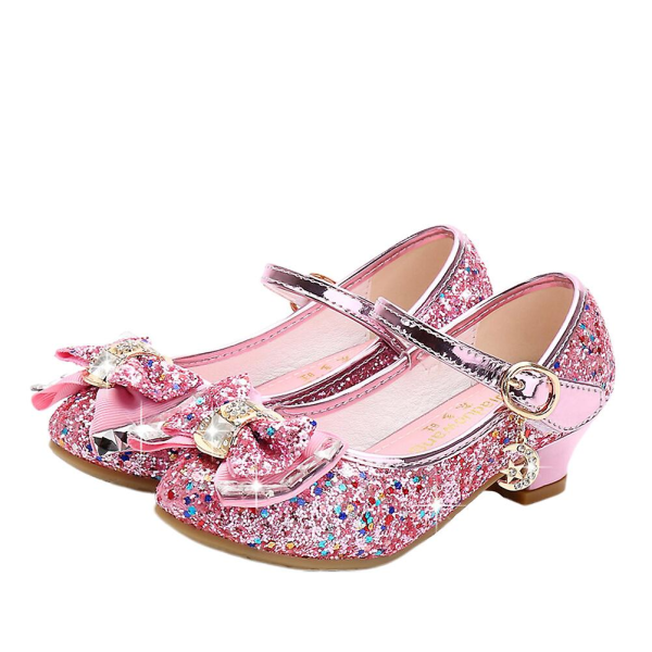 Lasten tanssikengät Kitten Heels -kengät Tyttöjen kengät Paljetit Päälliset Lasten tanssikengät Bowknot-kengät (vaaleanpunainen koko Pink 1