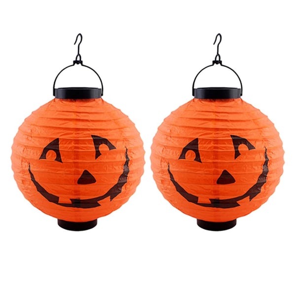 2 kpl LED-lyhtyjä LED-taittuva lyhty Jackolantern riippuva Halloween-kurpitsapaperilyhtyjä Hallowe