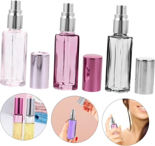 3 st reseflaskor för parfympåfyllning, påfyllningsbara tvättbara glassprayflaskor 10 ml bärbara för resor