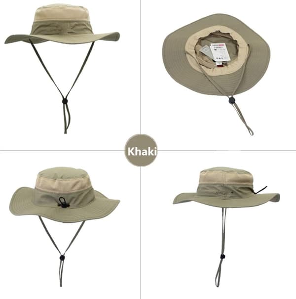 （Khaki）Herre- og damehat, foldbar sommerhat, solbeskyttelse, fisker