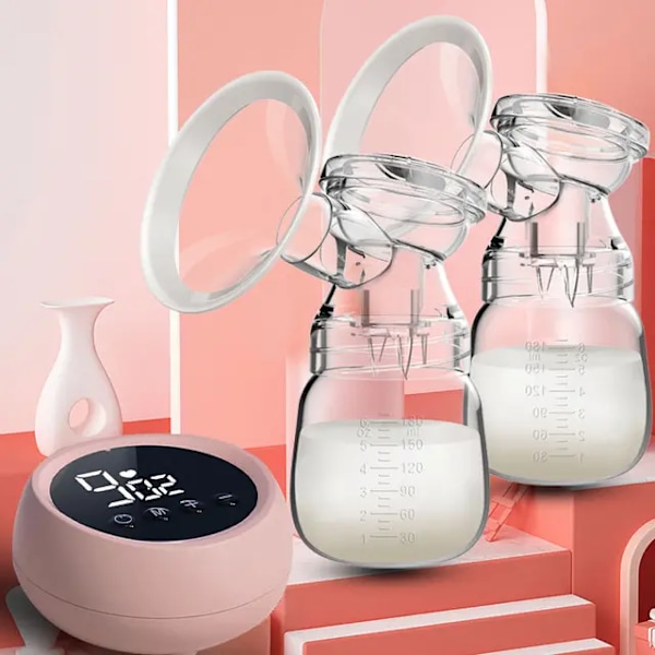 Dubbel Elektrisk Bröstpump, Bärbar Anti-Tillbakaflöde, Ultraljuds-Tyst och Smärtfria Bröstpumpar (1 st, rosa)