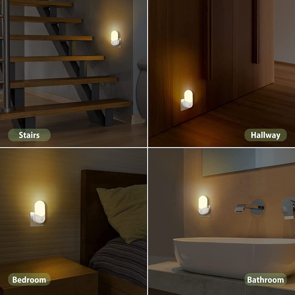 Plug-in rörelsesensor Dimbar nattlampa, mjuk varmvit LED-nattlampa med rörelsesensor från skymning till gryning, justerbar ljusstyrka för sovrum, badrum