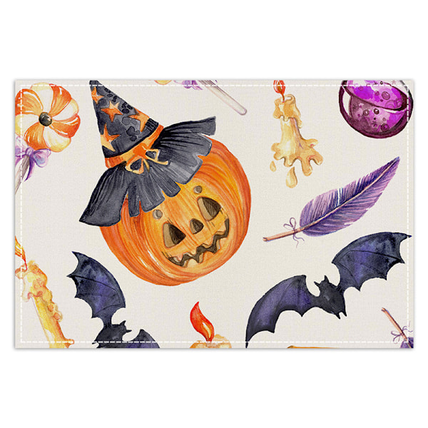 4 stk Halloween Linstoff Servietter Kjøkken Dekorasjon Bordmatte Høytidsfest Borddekorasjon Isolasjonsmatte Halloween Bordmatter