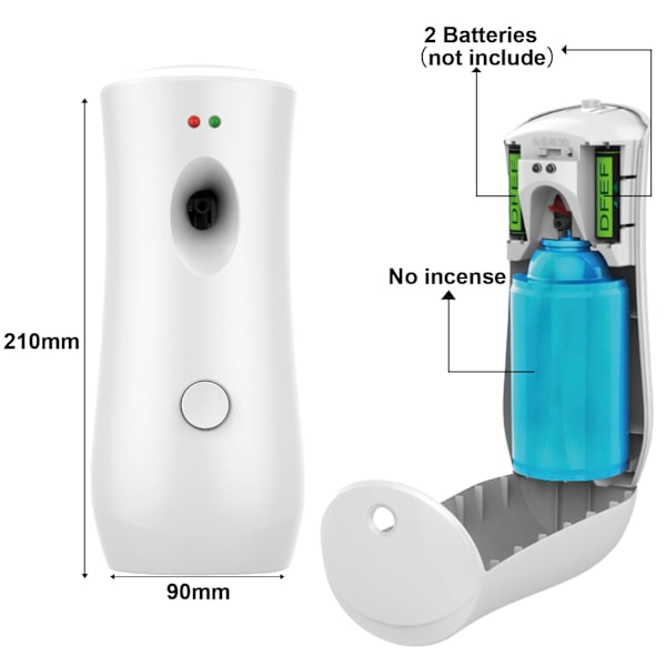 Automatisk luftfrisker spraydispenser (2-pak), fritstående eller vægmonteret automatisk aerosolspraydispenser justerbar
