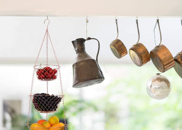 3-Tier Hanging Fruit Basket, Kitchen and Bathroom Storage Basket (Chrome Finish)