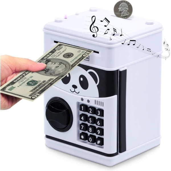 Spargris, Elektronisk Spargris för kontanter, Bankomat Spargris för riktiga pengar, Panda Money Saving Box, Söt animerad Panda Money Bank för barn