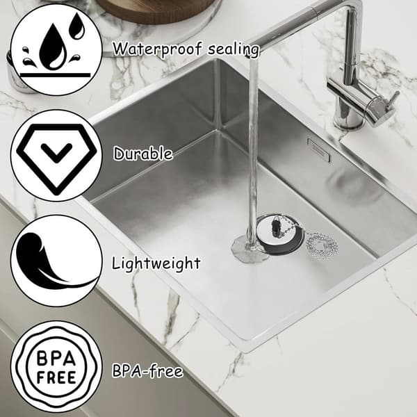 Allecto Plus - Universal Drain Plug 3 Pieces - Drain Plug with Chain - Bath & Kitchen - Replacement - Bathroom & Kitchen Accessories.