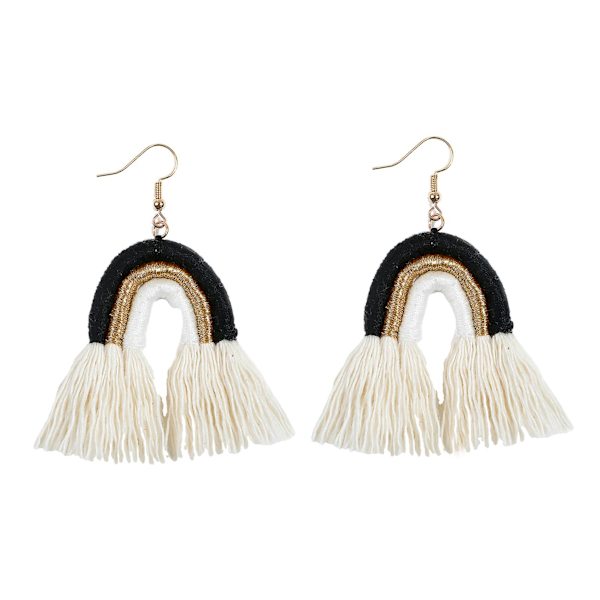 Iris Style Tassel Ørepynt, Hengefringe Ørepynt for Kvinner, Kongelig Svarte Tassel Ørepynt
