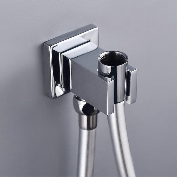Wall connection elbow with hand shower holder, square brass 1/2 shower hose connection, wall-mounted drop elbow water outlet