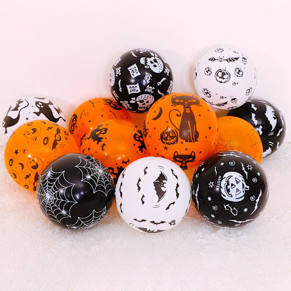 100 kpl Halloween-ilmapalloja 12 tuumaa Musta Valkoinen Oranssi Ilmapallosetti Kurpitsa ja Haamu Ilmapallojuhlat Koristetarvikkeet
