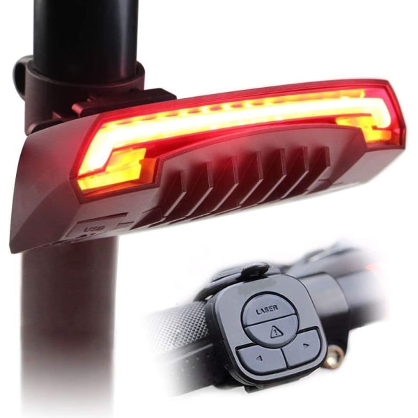 Cykelbakljus med blinkers och autobromsljus Trådlös fjärrkontroll Cykelbakljus bakåt USB uppladdningsbar säkerhetsvarning