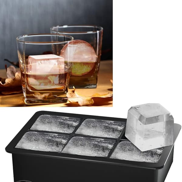 2-pack Whiskey Ice Cube Tray, Large Covered Ice Ball Maker, Ice Cube Molds, Kitchen Ice Cube Tray Machine, Cocktail Party Set (Large Cube Set)
