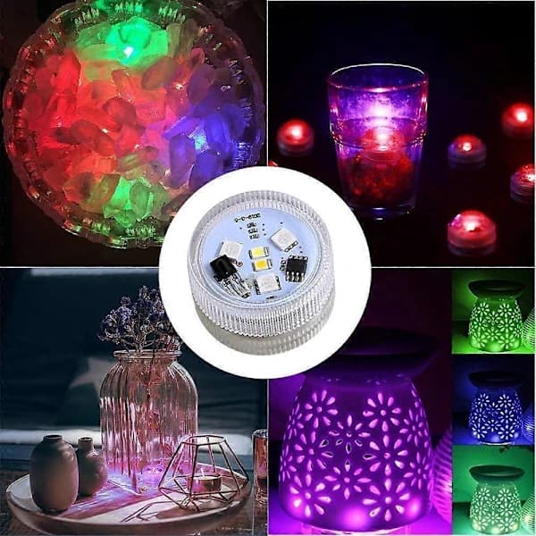 10 stk Mini Dykbare LED-lys med fjernkontroll telys små undervannslys 6 stk