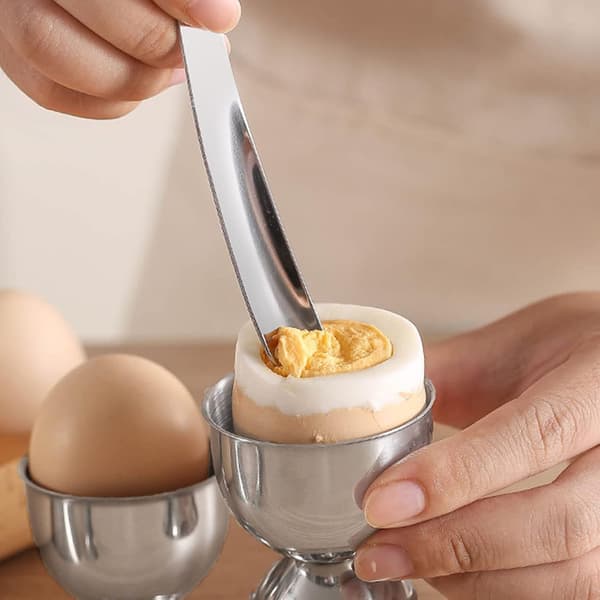 Egg opener, egg peeler set for soft-boiled eggs, complete set with egg cups, spoons and stainless steel kitchen utensils for breakfast