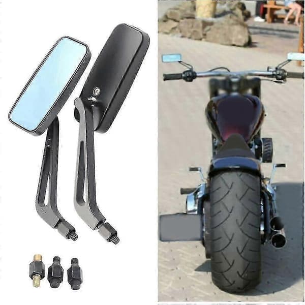 Black 8mm 10mm Motorcycle Rectangular Rearview Side Mirrors For Harley Cruiser Bobber Chopper Softail Dyna Breakout FXSB Hwy