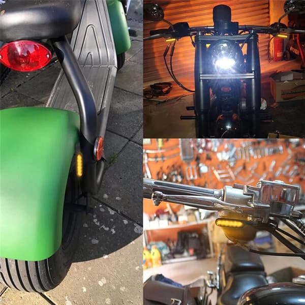 Mini LED-blinklys til motorcykel, scooter, caféracer (sort)