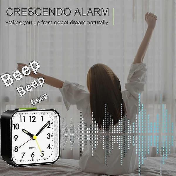Battery Operated Alarm Clock Bedside Silent Non-Ticking Desk Clock Simple Analog