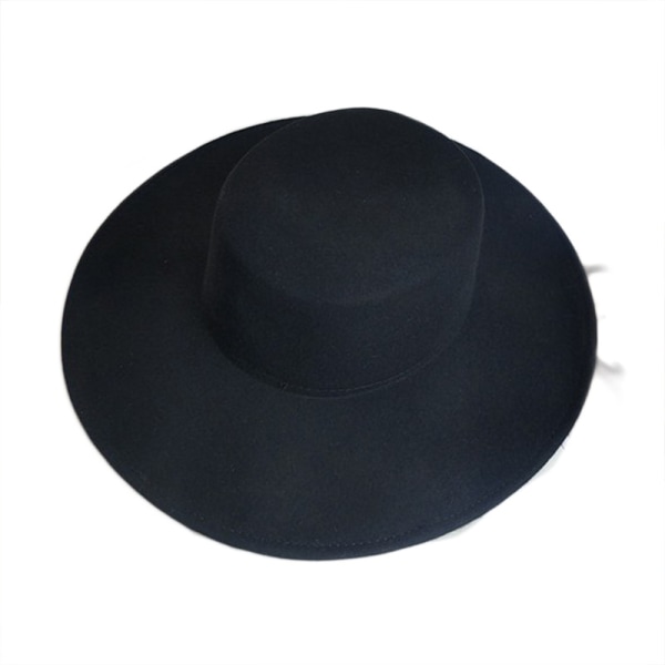 1 stk Klassisk flat topphatt britisk stil jazzhatt med rett bremmet Manhattan hatte for unisex (svart)