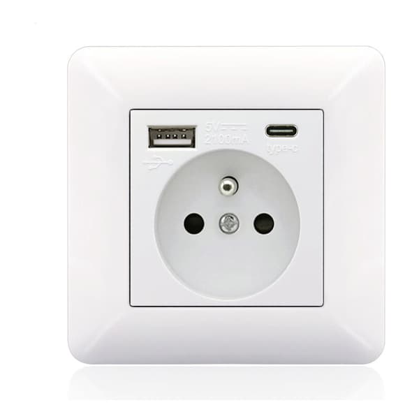 Ranskalainen pistorasiapaneeli Type-c+USB16A Tyyppi 86, pistorasioiden lukumäärä: 2 reikää