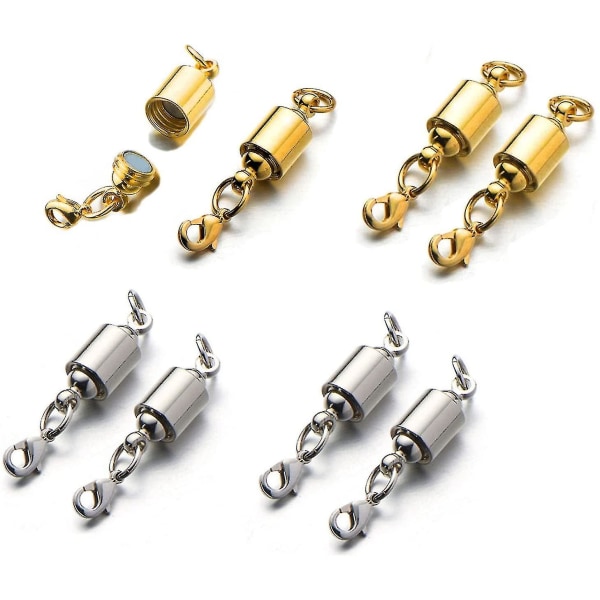 Magnetiske skruer kompatible med halskæder Sikkerhedsmagnetisk låse smykkespændekonverter - guld+sølv