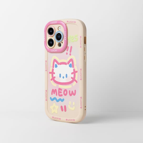 Cute Phone Case for iPhone 14 Pro Max, Big Head Cat Cartoon Soft TPU Anti-Fingerprint Shockproof Bumper Case iPhone 14 Pro Max iPhone 14 Pro Max