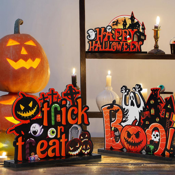 Happy Halloween Trick or Treat Borddekorasjoner Bordskilt Barneromsdekor gave
