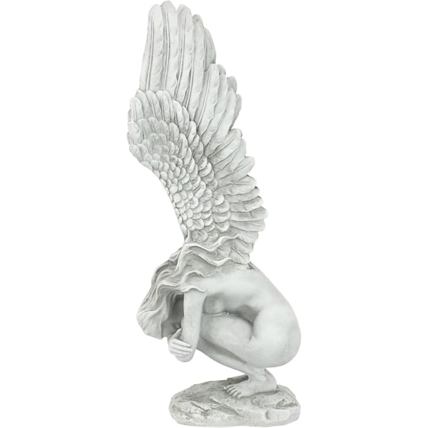 Religiøs hage statue minnesmerke og forløsning av engler, liten 15 cm, harpiks, antikk stein