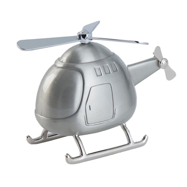 Helikopterin kolikkopankki mini säästöpossu kolikon säästörahalaatikko kotitoimiston pöytäkoristehelikopteri C Silver 14.5*10.8cm
