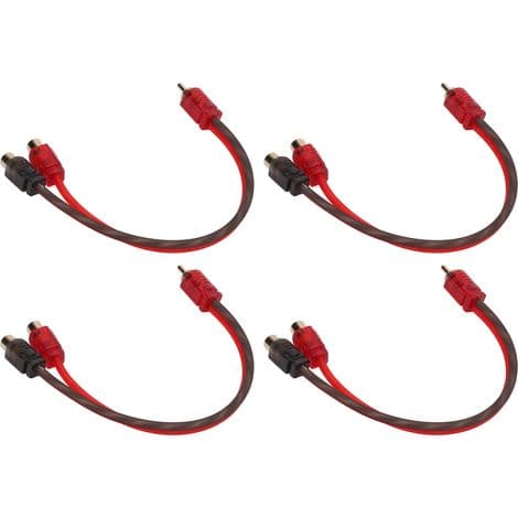 Sæt med 4 RCA-kabler (1 han til 2 hunner) til bilstereo lydsystem, Y-splitter til bilhøjttalere