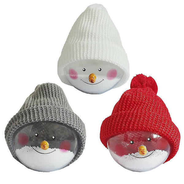 Kula Ornament Snögubbe Transparent Kula Ornament Prydnad Julgran Ornament Barnpresent (3st Röd Grå Vit)