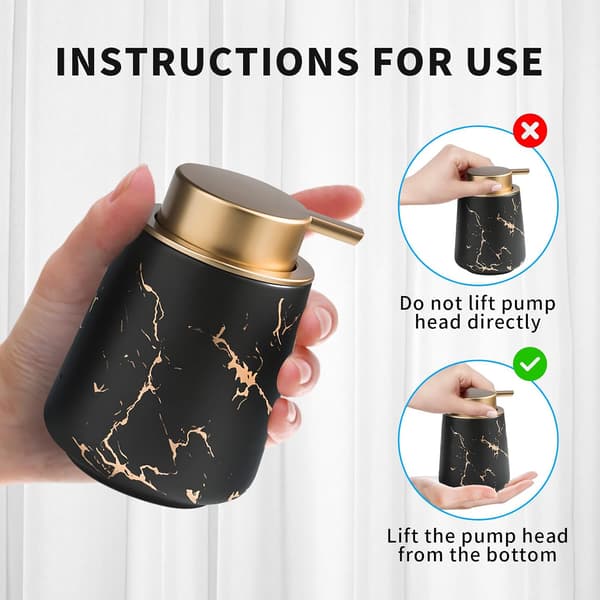 Keramisk Sæbedispenser Til Skum Og Lotion Med Let Trykpumpe Sort 12,5x8,5cm