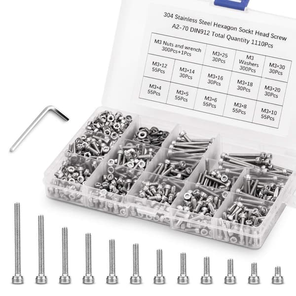 Bolt and Nut Screw Set, 304 Stainless Steel, Hex Head, Button FM-