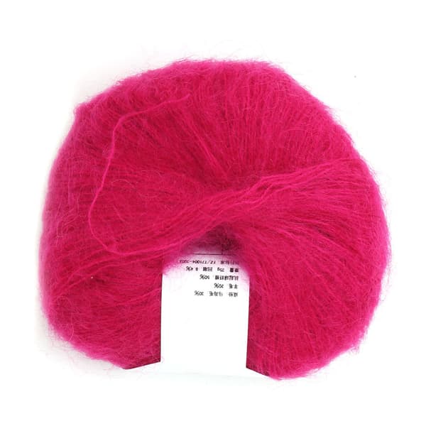 Blød Mohair Pashmina Strikket Angora Lang Uldgarn Rosarød
